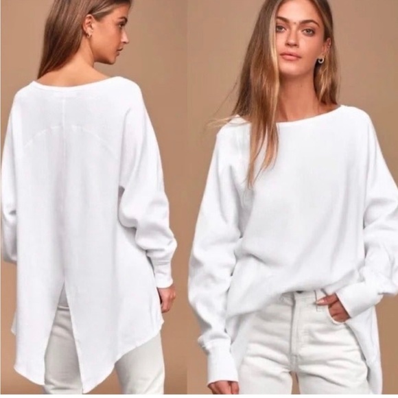 Free People Tops - Free People Amelia Oversized Thermal Top in Off White Brand New with tag